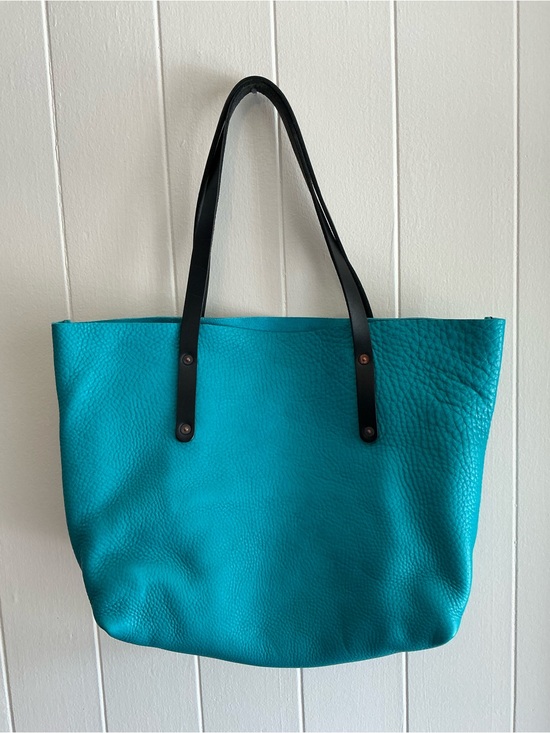 Go Forth Goods Handbags - Rare Go Forth Goods Avery Handmade Leather Large Turquoise Blue Handbag Tote Bag